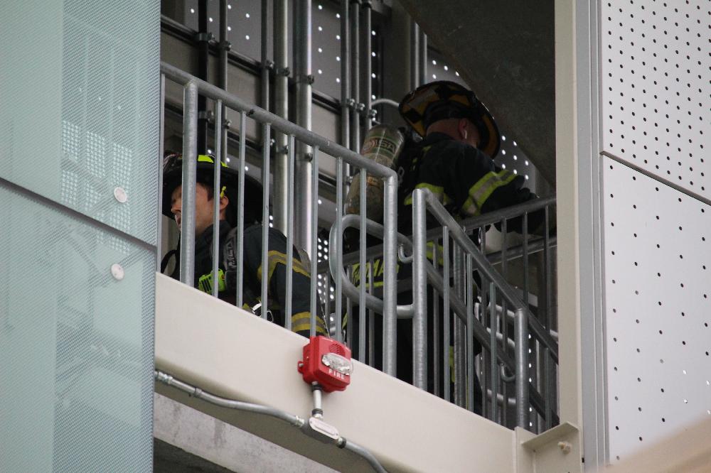 firefighters on stairs