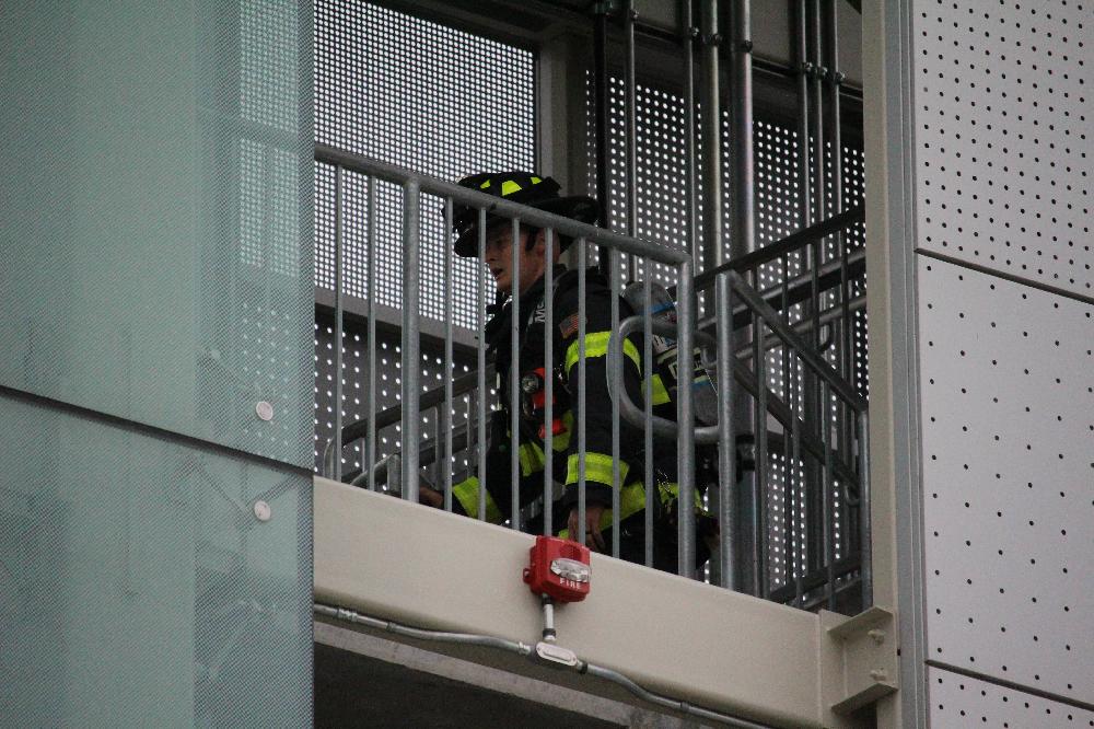 firefighter on stairs